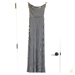 Striped fitted maxi dress with cutout strappy back